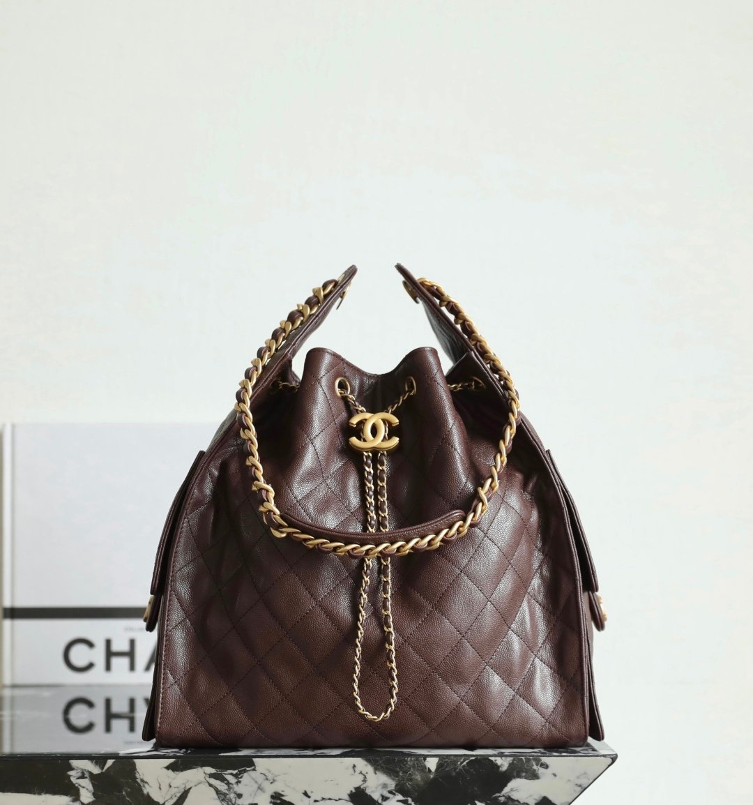 Chanel 25 Medium Hobo Bag Chocolate Brown detail image 1 sourced from womanlvbag.com