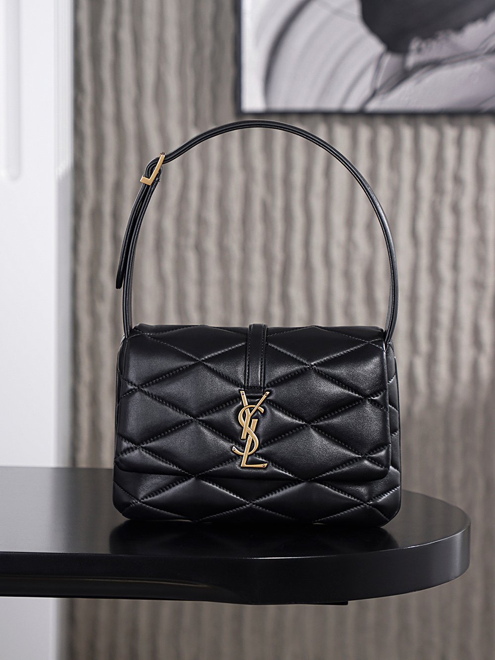 SAINT LAURENT (YSL) LE 57 Hobo Bag (Black Quilted Lambskin) detail image 1 sourced from womanlvbag.com