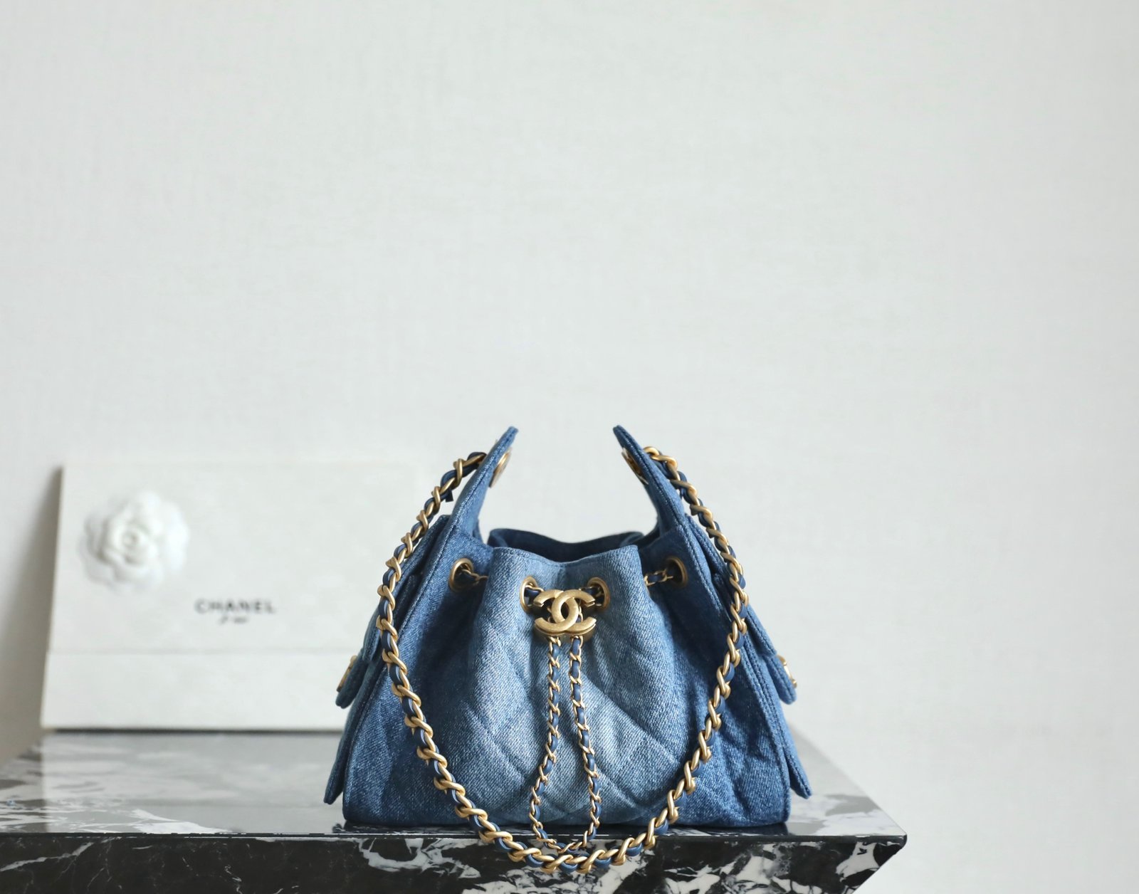 CHANEL Mini 25 Hobo Handbag – Light Blue Washed Denim & 24K Vintage Gold detail image 1 sourced from womanlvbag.com