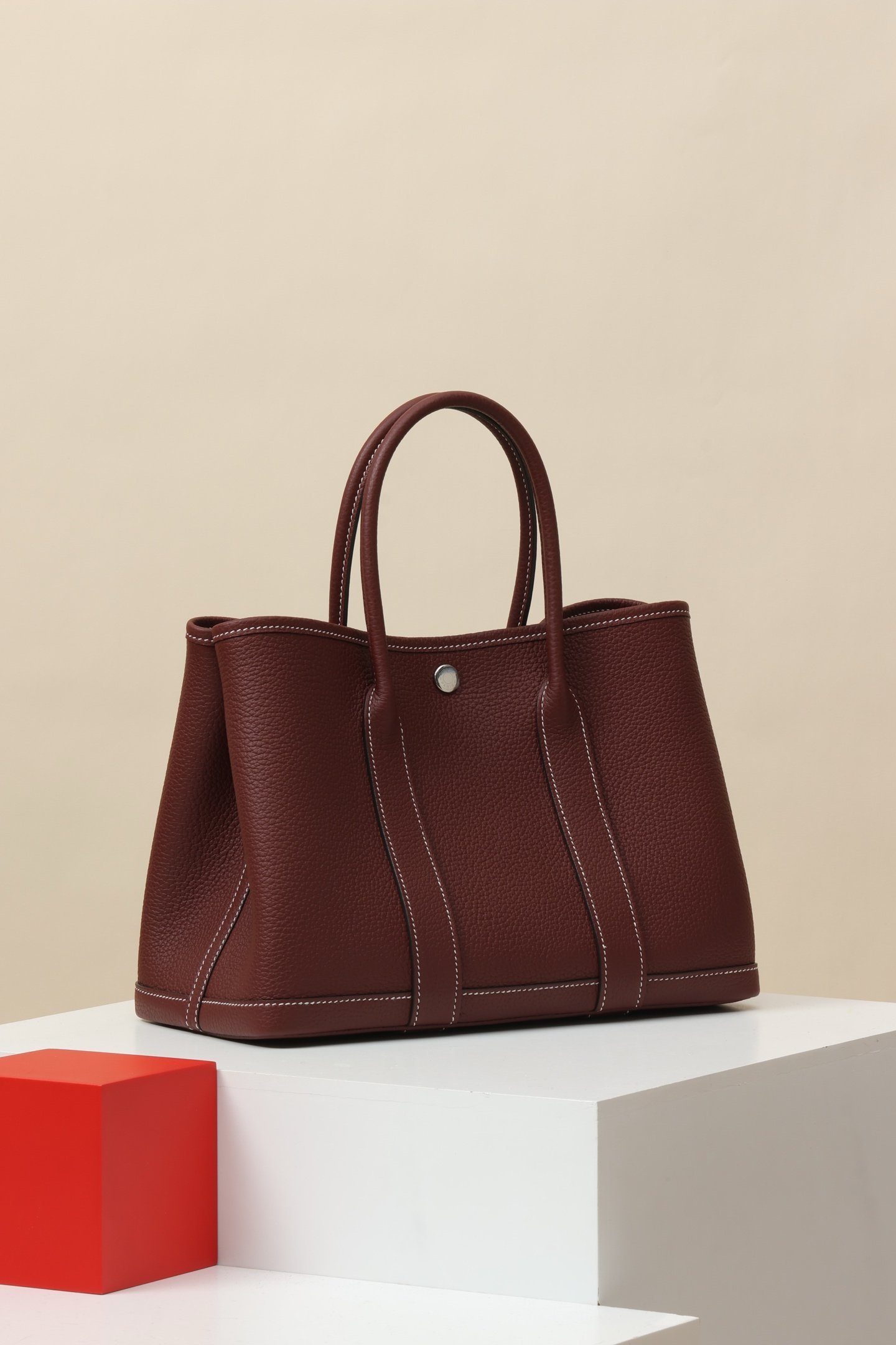 Hermès Garden Party 30 – Negonda Rouge H (55) PHW detail image 2 sourced from womanlvbag.com