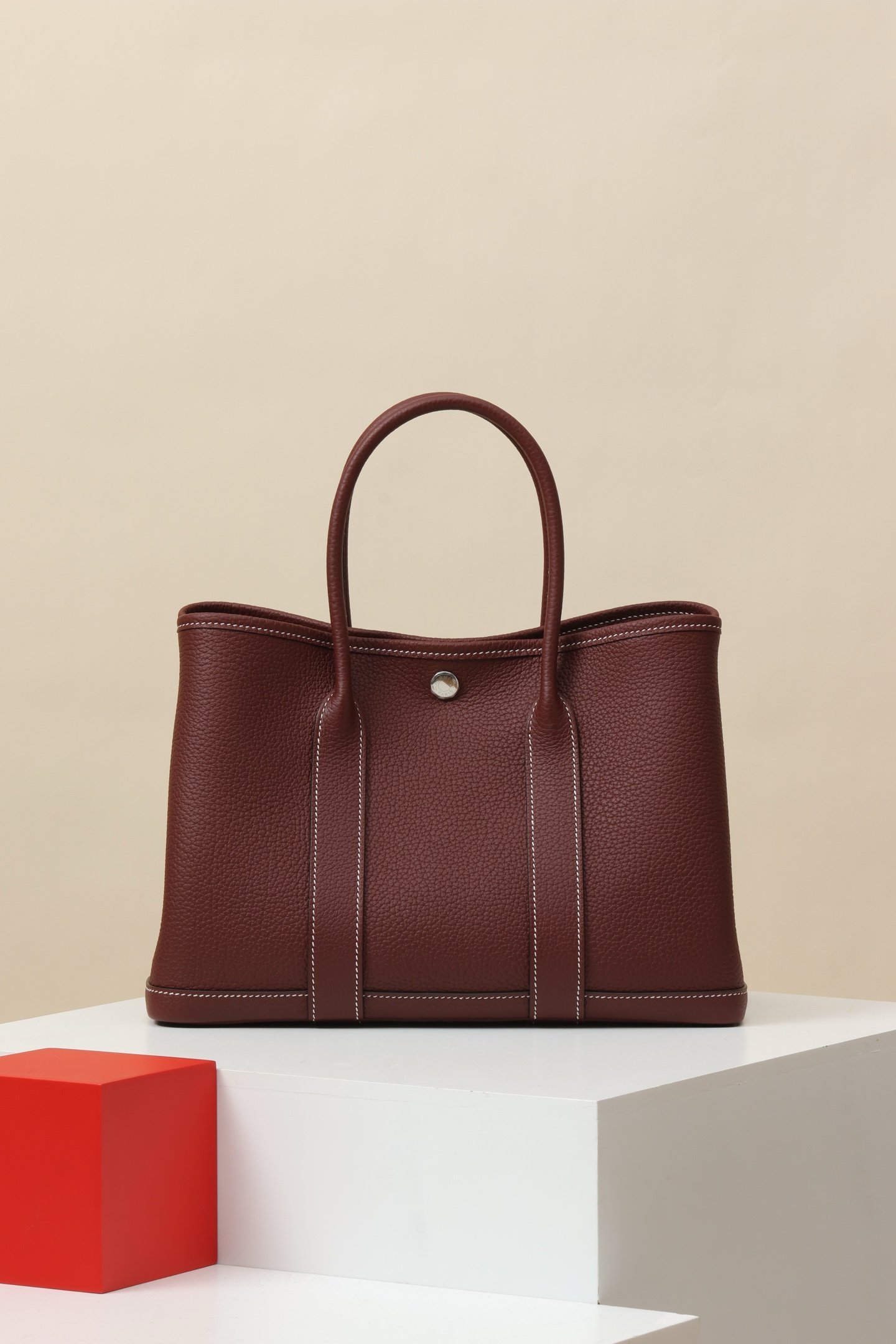 Hermès Garden Party 30 – Negonda Rouge H (55) PHW detail image 1 sourced from womanlvbag.com