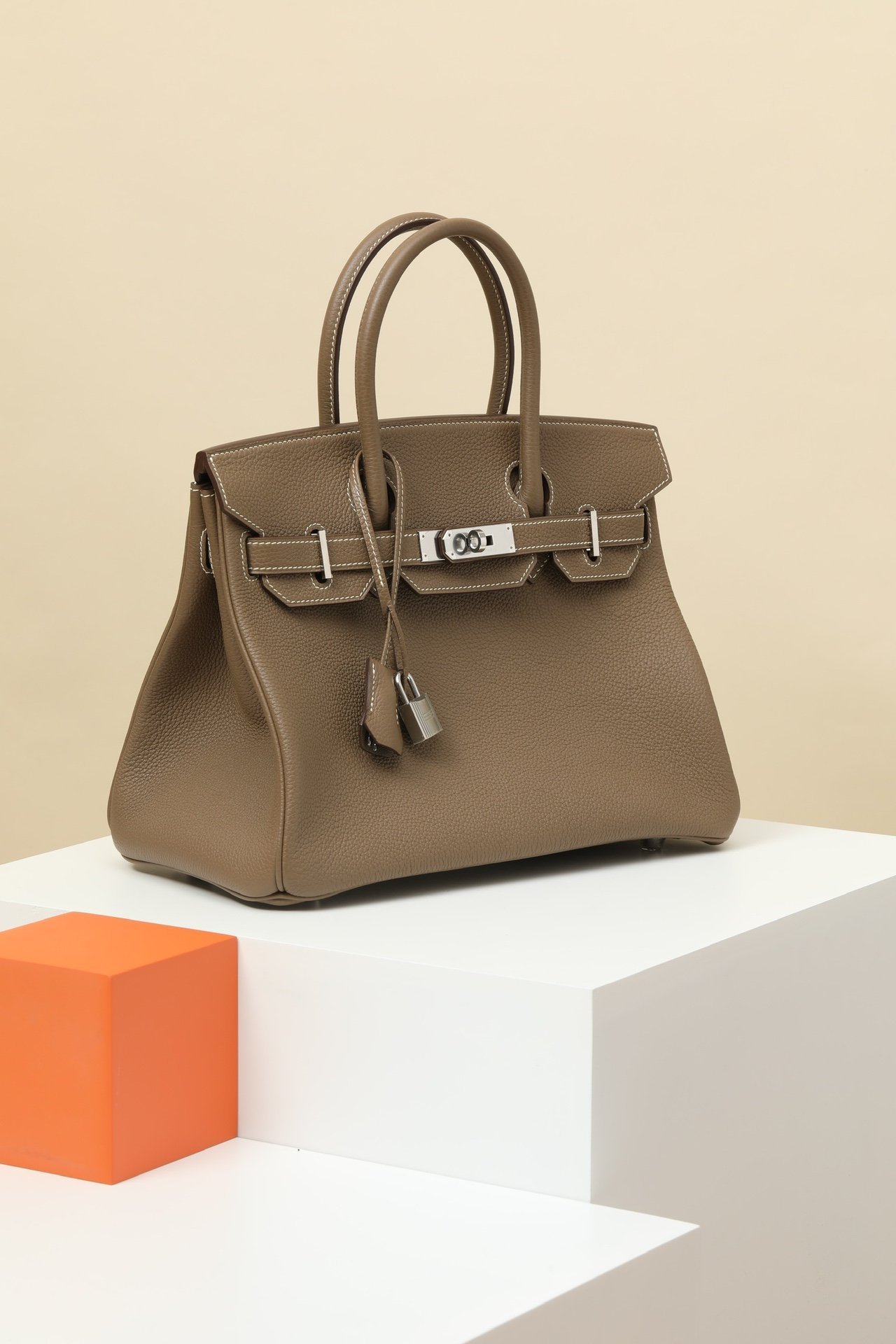 Hermès Birkin 30 Togo Calfskin 18 Étoupe PHW detail image 2 sourced from womanlvbag.com
