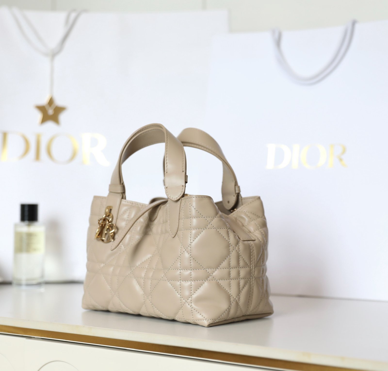 Small DIOR TOUJOURS Bag (Apricot/Beige Calfskin) detail image 2 sourced from womanlvbag.com