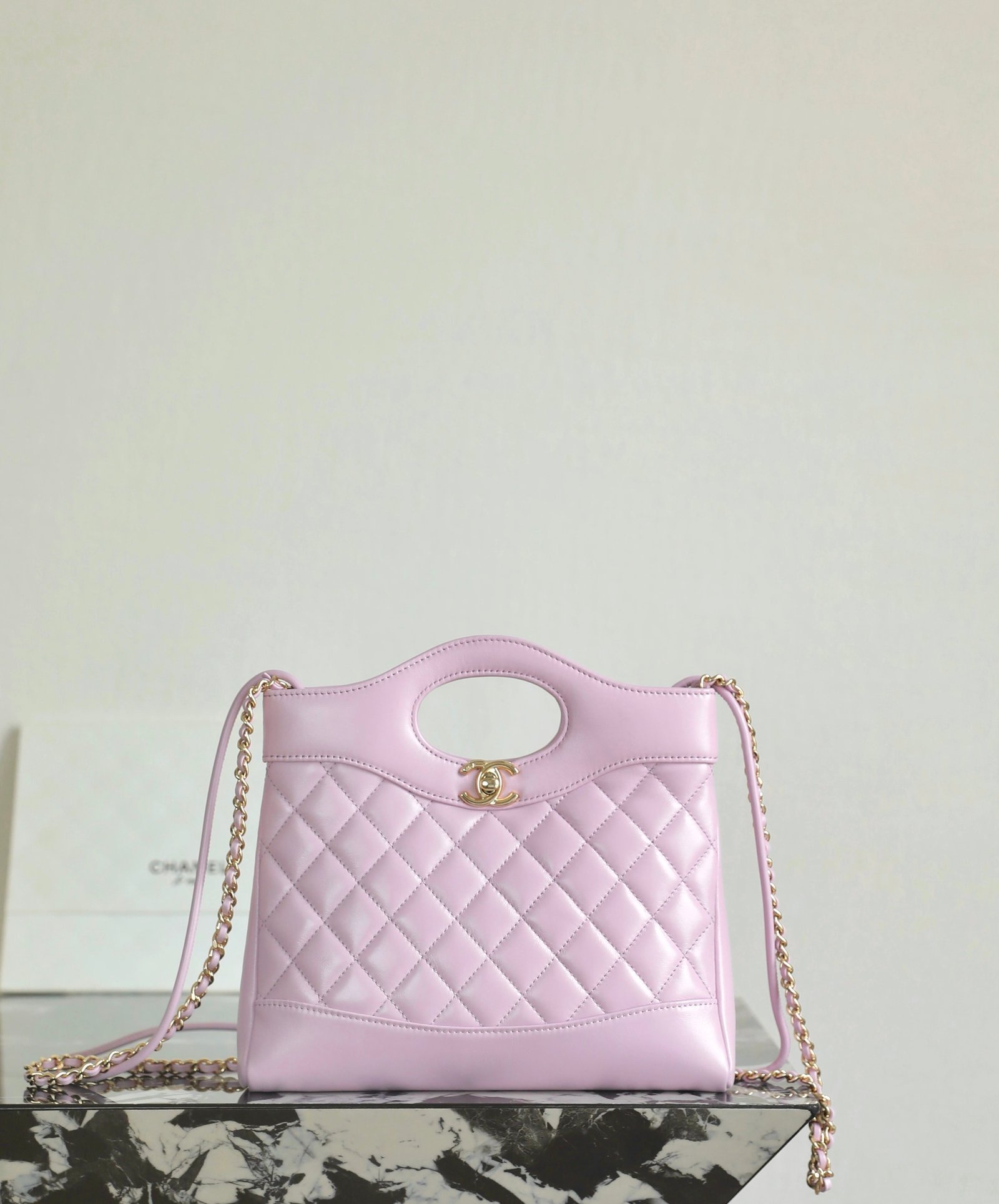 CHANEL 31 Nano Shopping Bag – Pink Purple Lambskin with 14K Light Gold Hardware detail image 1 sourced from womanlvbag.com